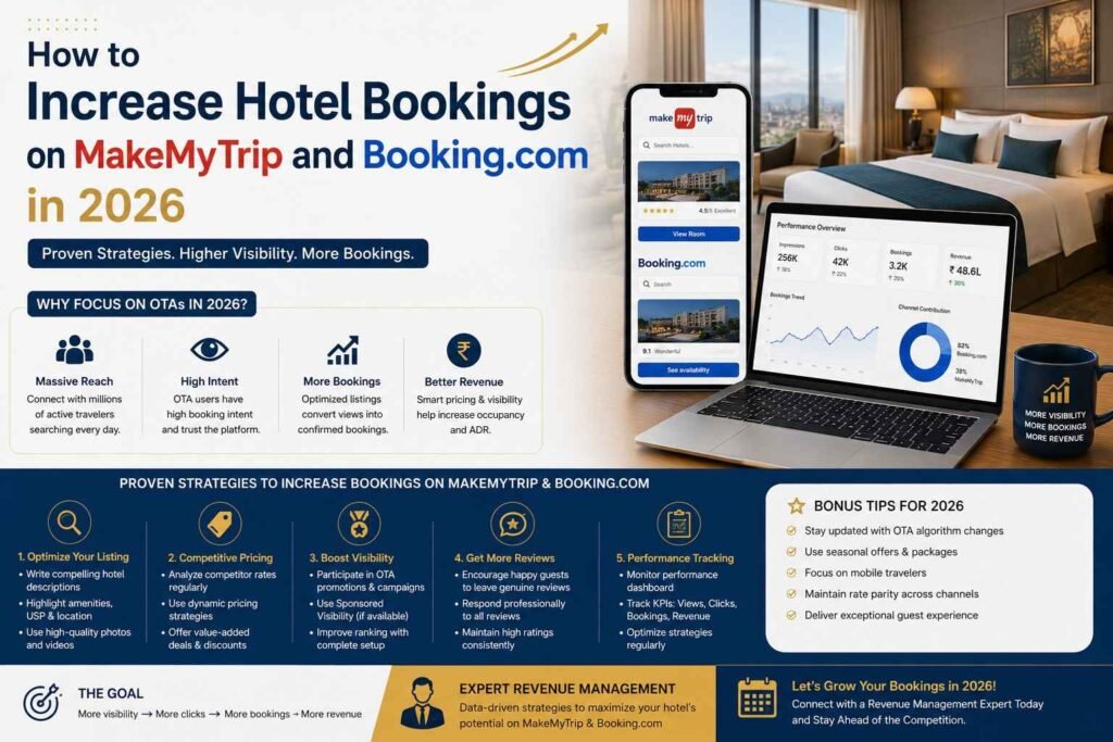 How to Increase Hotel Bookings on MakeMyTrip and Booking.com in 2026